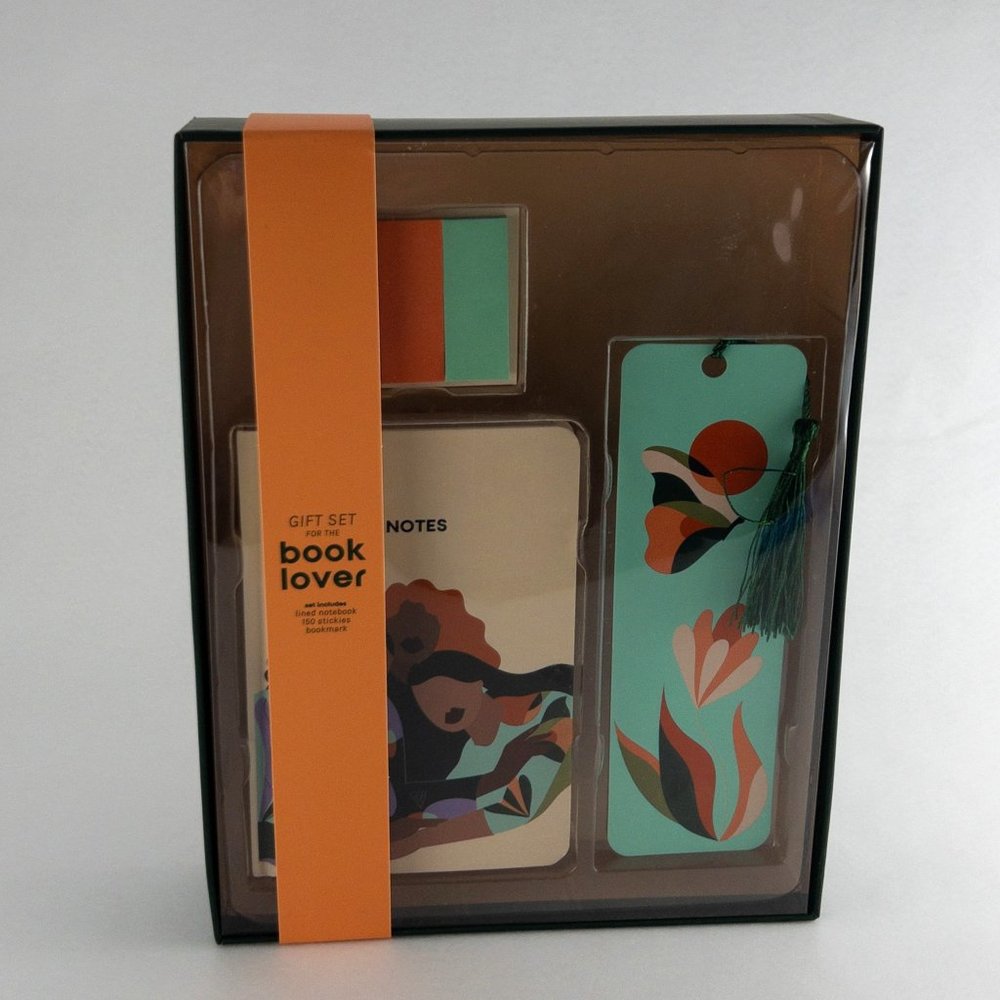 Gift Set for the Book Lover by Be Rooted:  Notebook, Bookmark, Page Flags NIB